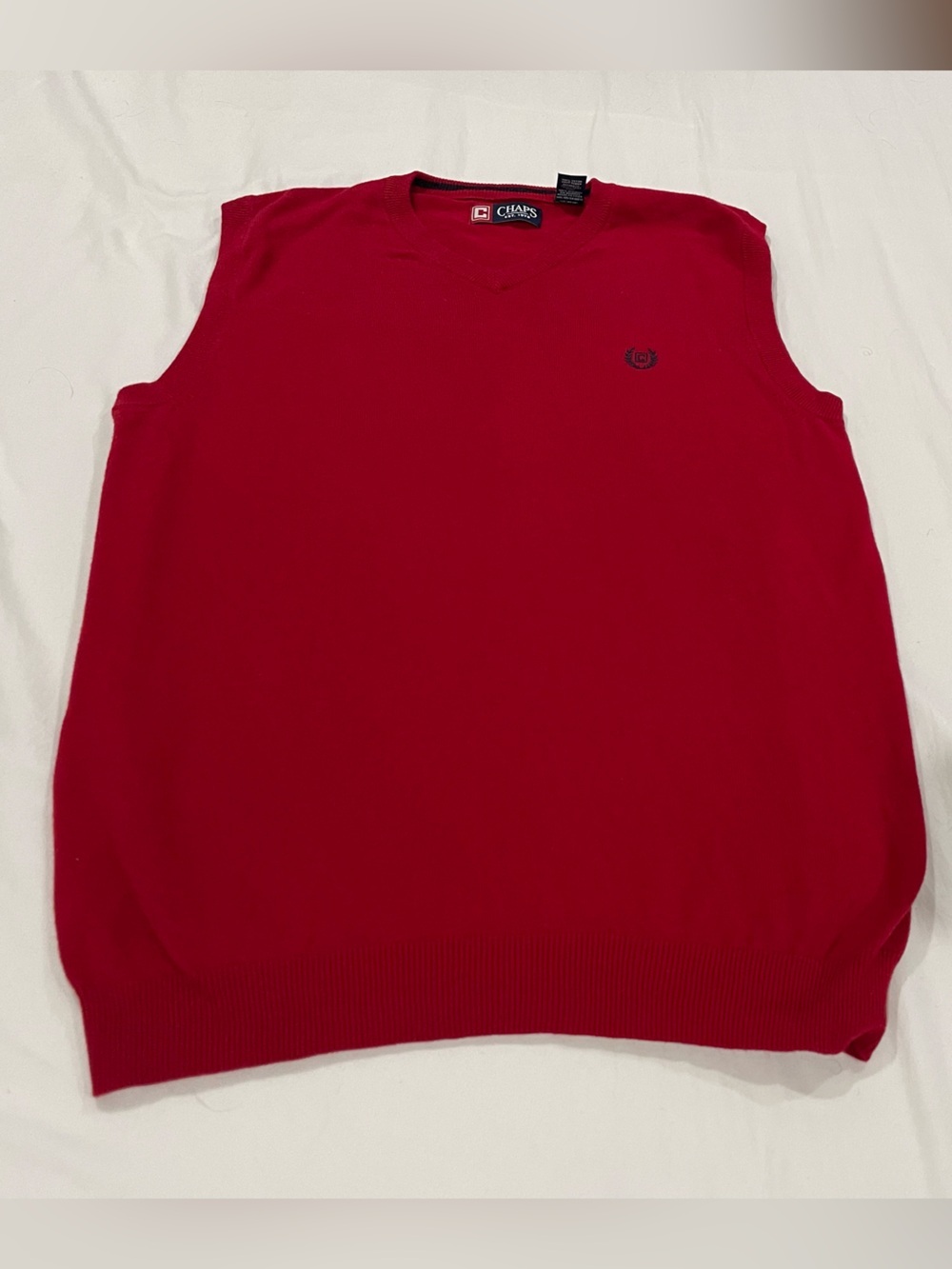 Ralph Lauren Chaps Red V-Neck Sleeveless Sweater Vest Large